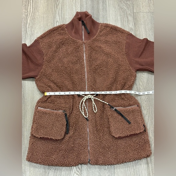 Varley Jacket Westwood Sherpa Brown Teddy Fleece Pockets Full Zip Women’s Size M - Picture 10 of 16